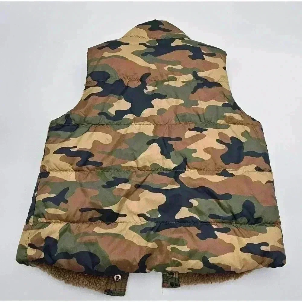 Gap Boy's Size 4 Reversible Camo and Tan Fleece Puffer Vest